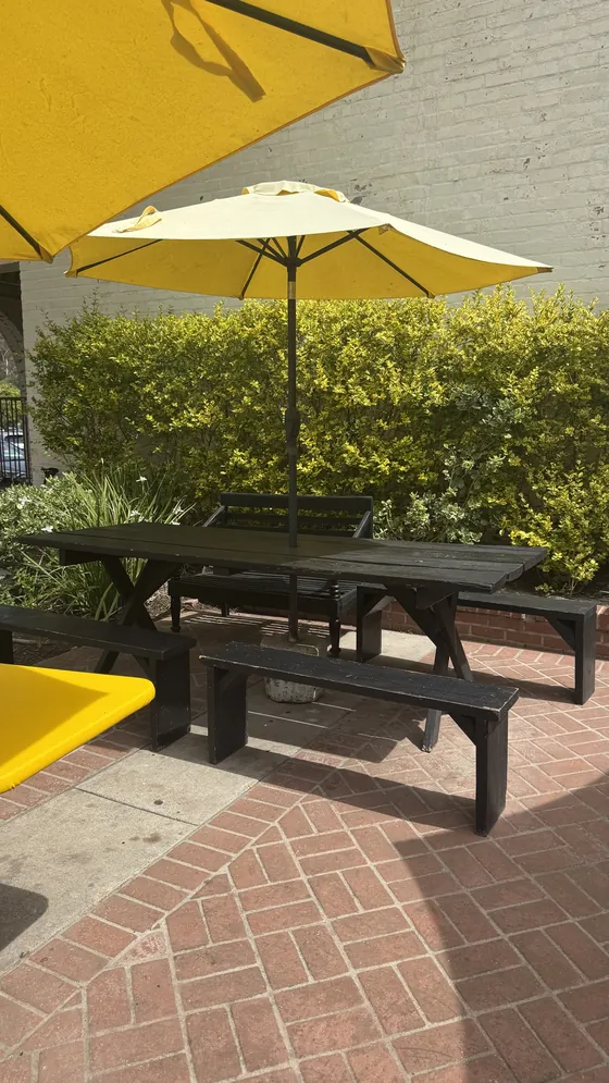 Our table under the yellow umbrellas at Yellow Vase
